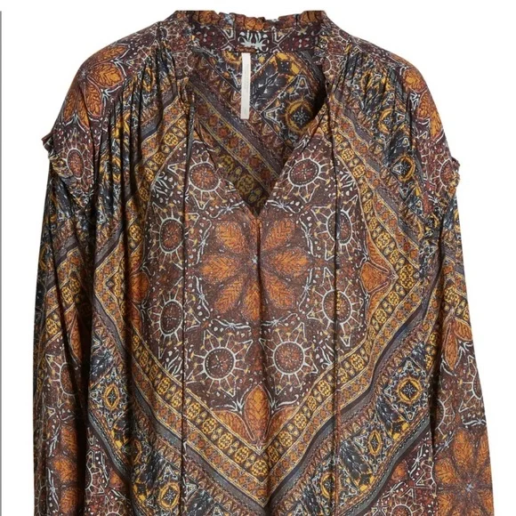 Free People Little Runaway Peasant Boho Blouse Medium - Picture 3 of 6